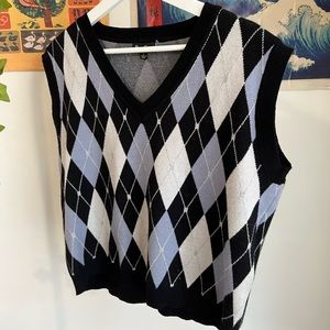 V Neck Argyle Pattern Sweater Vest